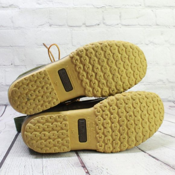 LL Bean Green Canvas Lace Up Insulated Ankle Duck Boots Size 8 M - Picture 9 of 9